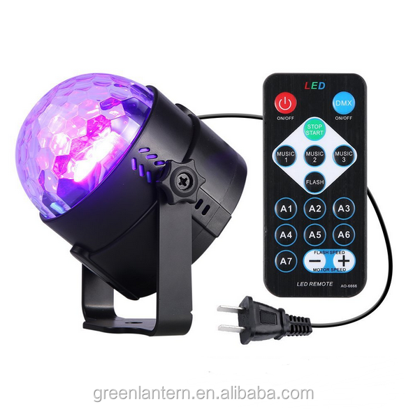 LED 3 Вт RGB кристалл магический вращающийся шар с пультом дистанционного управления проектор лампа для КТВ Рождественская Вечеринка клуб паба диско DJ