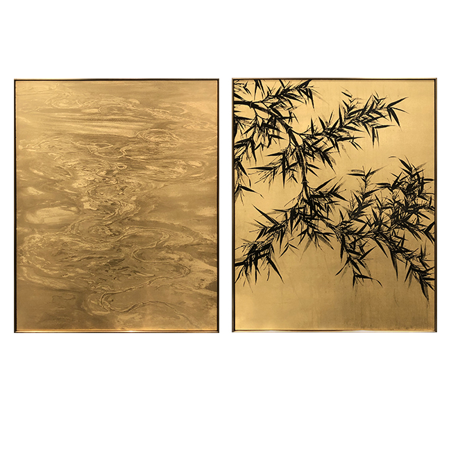 Custom order wholesale wall art paintings Metal painting Metal art bamboo