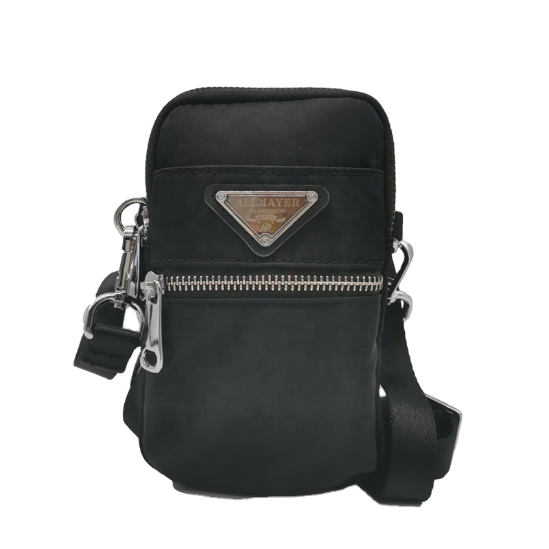 Mens Mini Nylon Single Shoulder Bag Small Square Black Crossbody Messenger Bag Sport Shoulder Bag Men