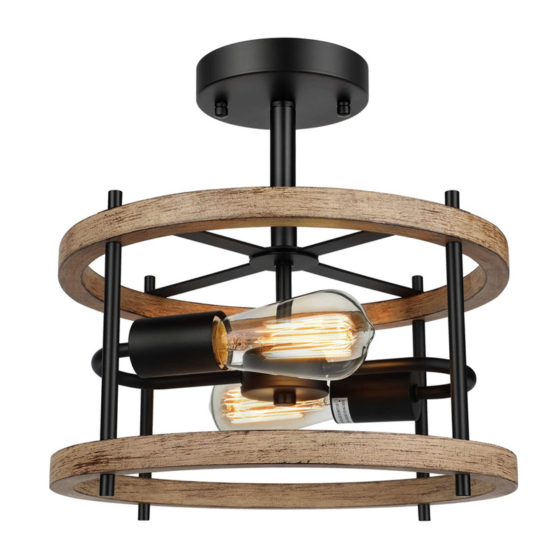 Rustic Metal industrial lighting retro Led Hanging lights indoor Decorative Vintage Pendant lamp wooden ceiling Chandelier