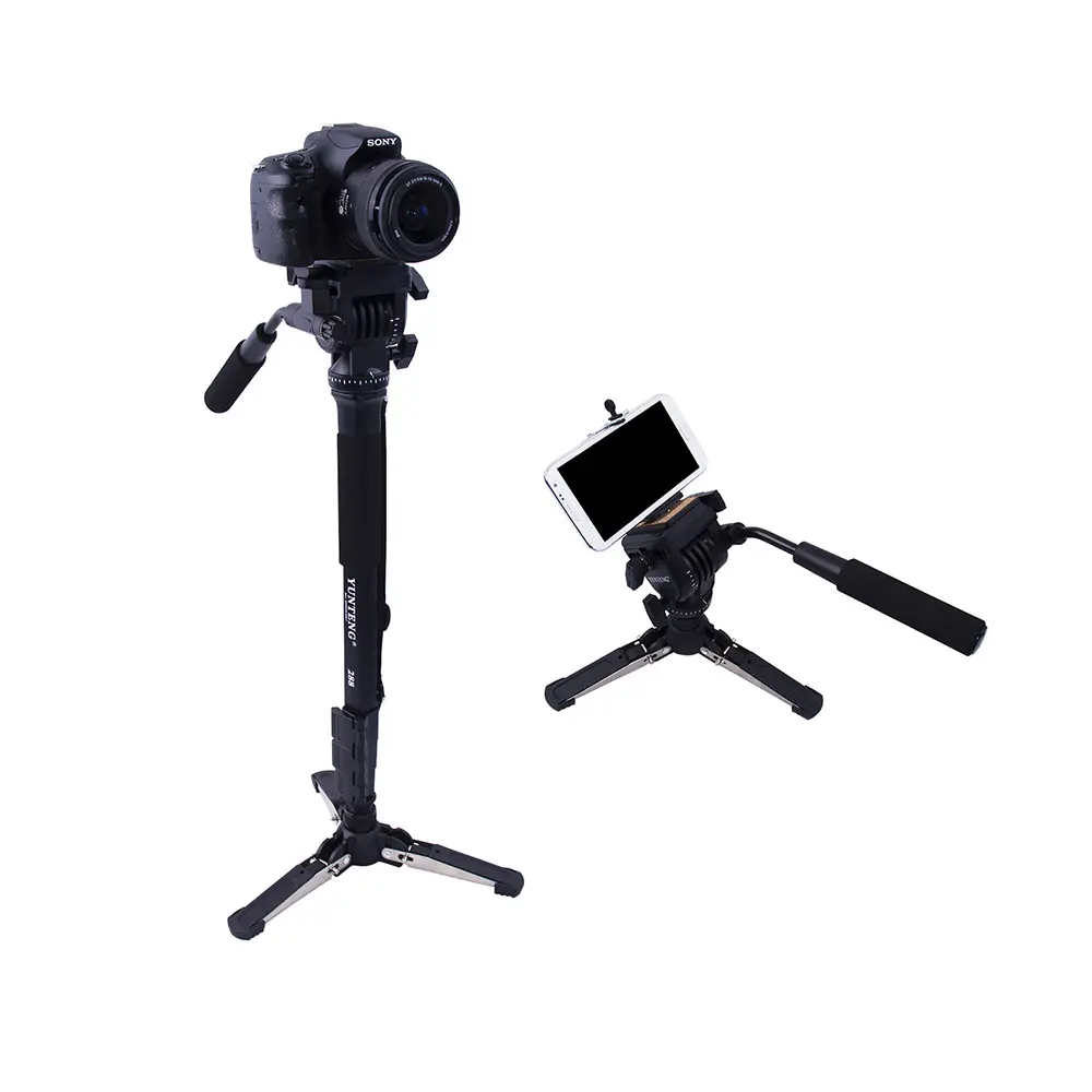 RD Professional VCT-288 Monopod & Fluid Pan Head Ball & DV Unipod Mobile Phone Clip Holder for Canon Nikon DSLR Camera Monopods
