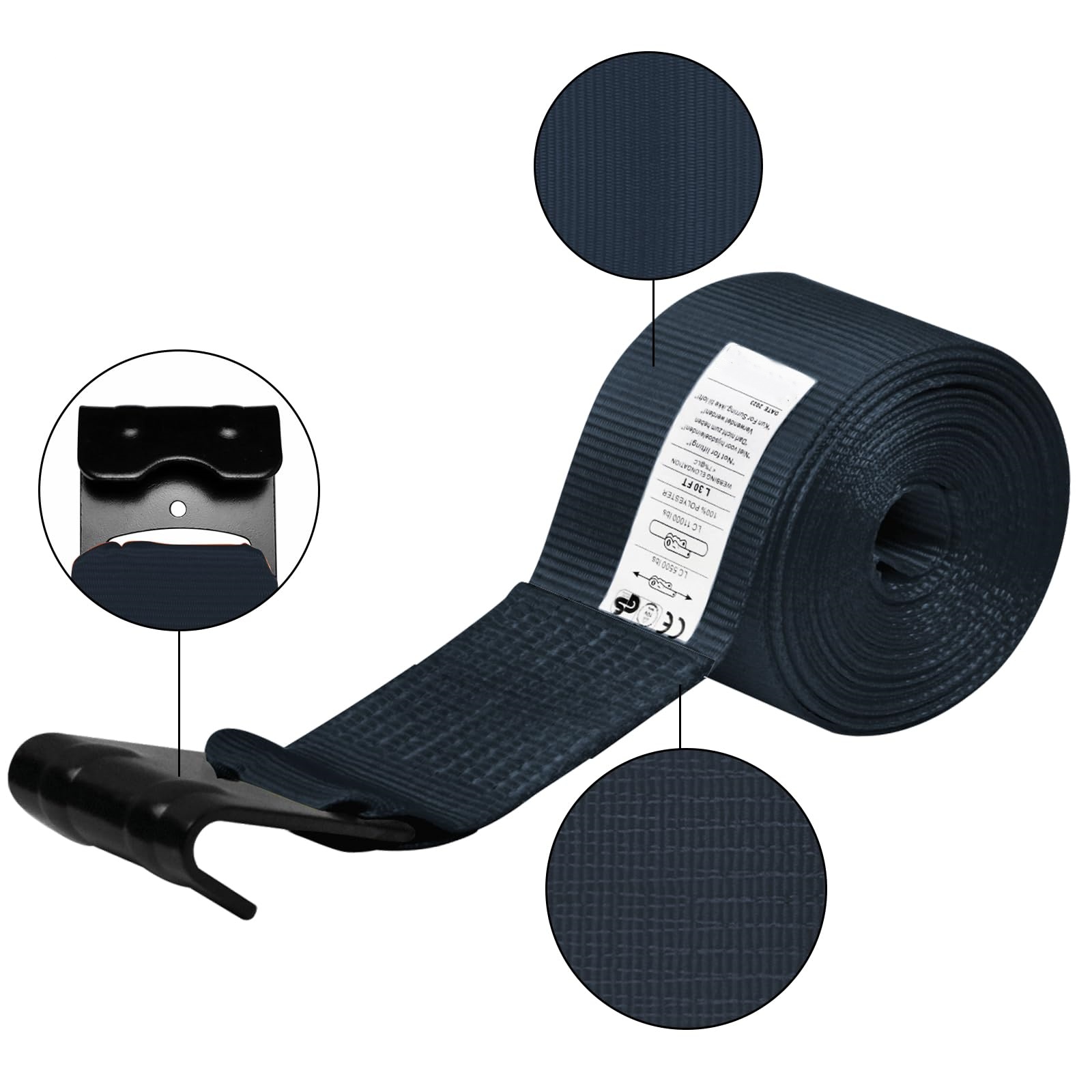 4-Inch 16200LBS 30 Ft Heavy Duty Winch Straps Custom Size Truck Tie Down Ratchet Lashing Strap With Flat Steel Polyester Hooks