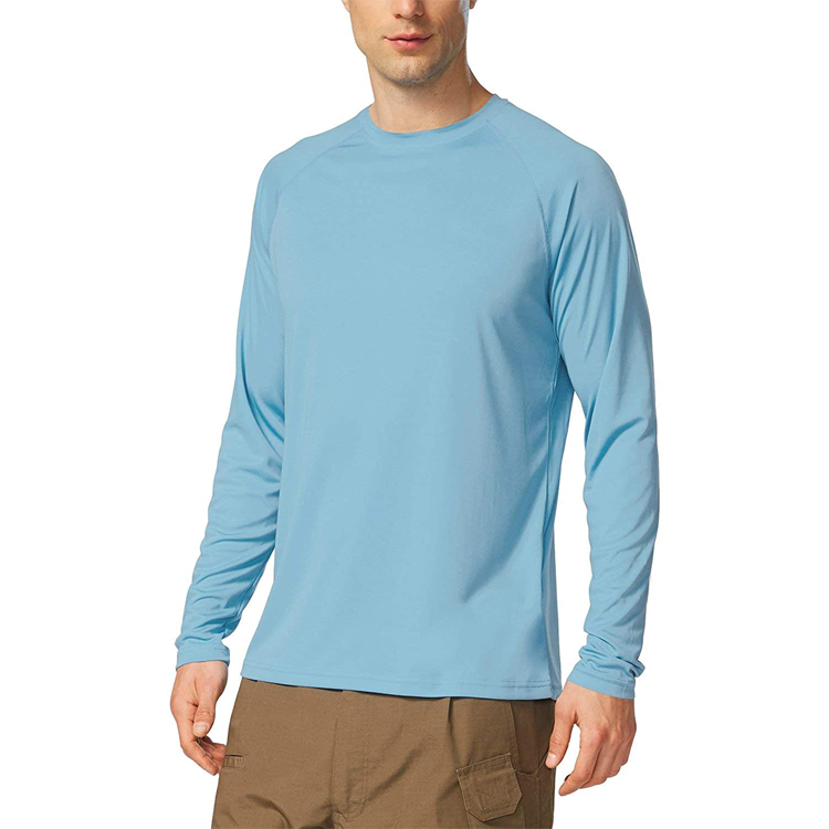 Custom logo active outdoor T-shirt Men's Quick Dry UPF 50+ Sun Protection Long Sleeve Shirt SPF Lightweight Hiking Fishing Shirt