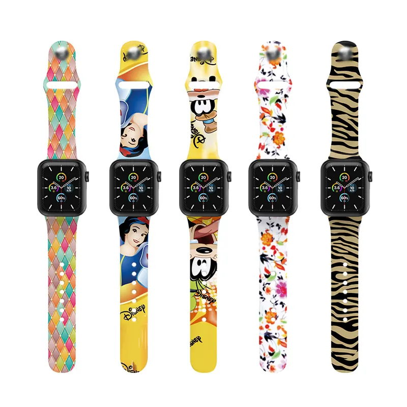 Силиконовый ремешок Eamiruo для Apple Watch 38/40/42/44 мм, типичный мультяшный рисунок, умная застежка, ремешок для наручных часов