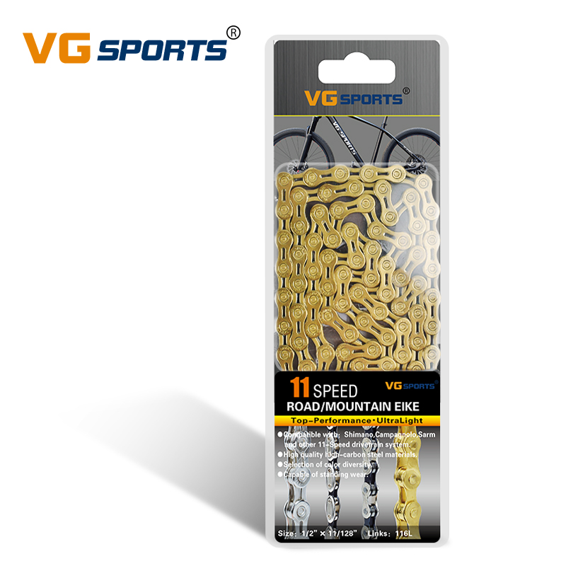 Multifunctional Mtb Road 11 Speed Silver Bike Half Hollow Titanium Nitride Bicycle Chain for wholesales