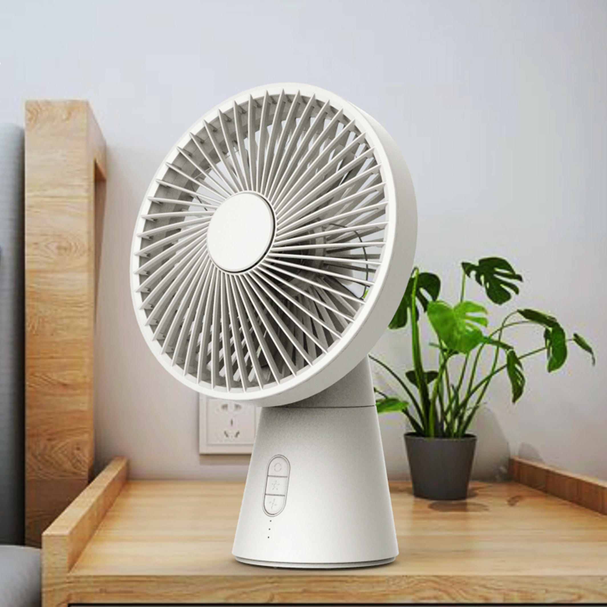 Large Battery Capacity Mini USB Desk Fan  3 Speed Personal Oscillating Small Desktop Table Quiet USB Rechargeable Fan