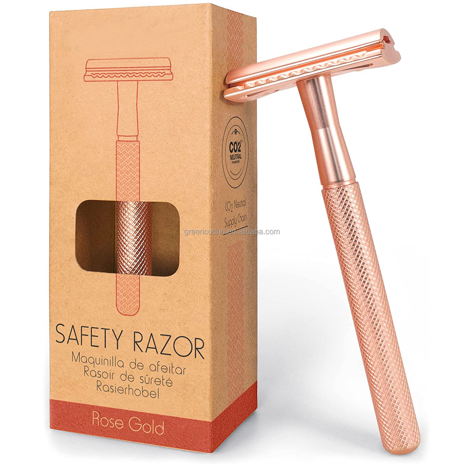 Greencotton Mens Straight Blades Safety Razor Brass Stainless Steel Double Edge Shaving Razor