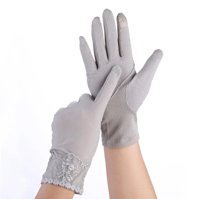 Wholesale touch screen gloves ice silk  summer sunscreen gloves breathable driving lace anti-skid gloves