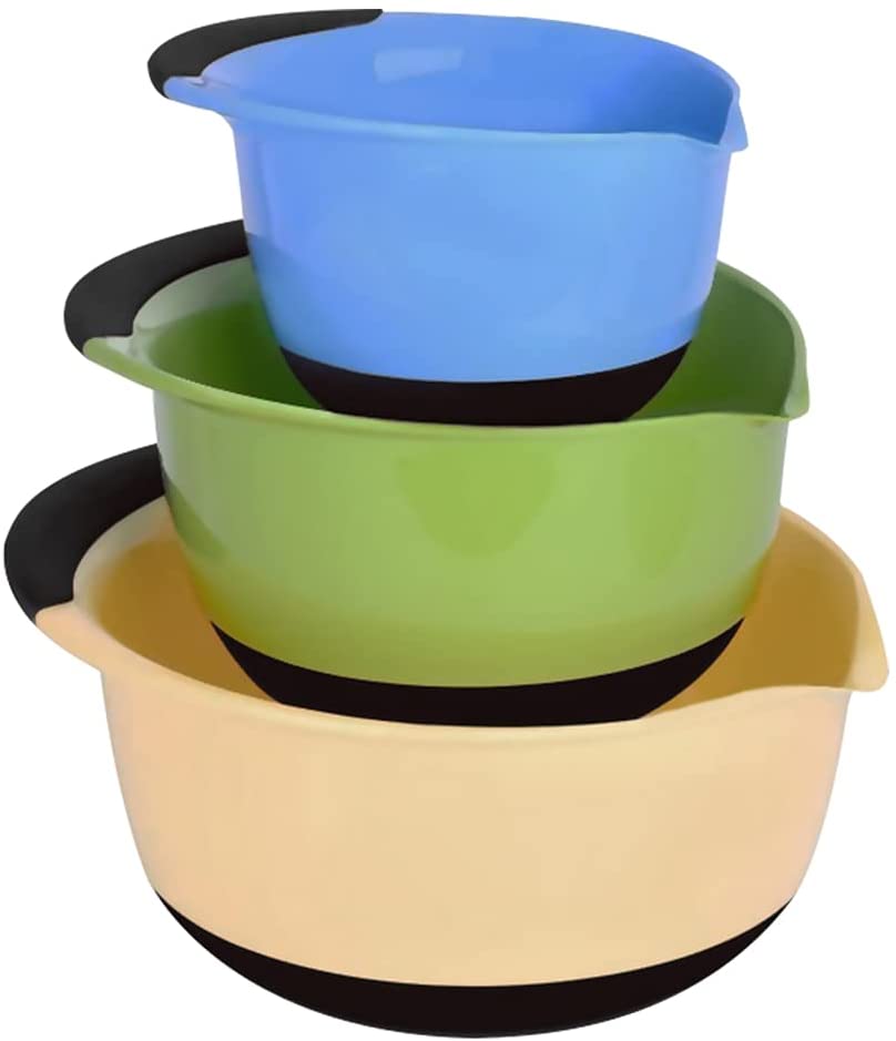 Amazon kitchen gadget best selling plastic salad mixing bowl with soft grip nesting mixing bowls set