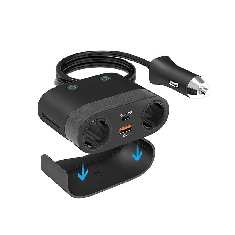 HUNDA 2020 хит продаж 120 Вт USB Type-C QC3.0 быстрое зарядное устройство с несколькими портами сигаретная розетка адаптер питания для быстрой зарядки