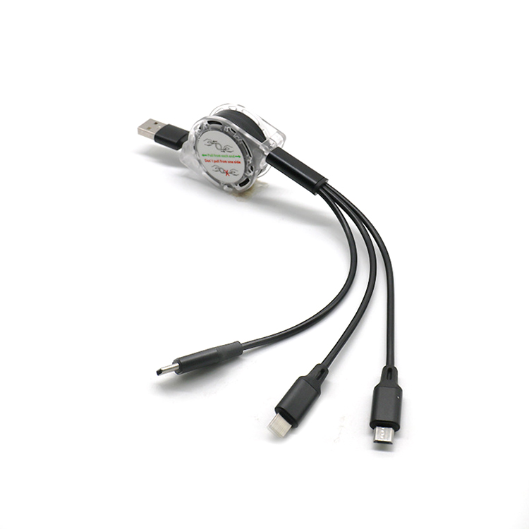 Custom Logo Universal Retractable 3 in 1 Multi Multiple 3 in1 USB Charging Charger Cable