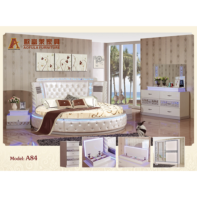Modern Extra Large Full Bedroom king size furniture luxurious Suit Elegant White Glazed Melamine High Gloss 5-piece bed room set