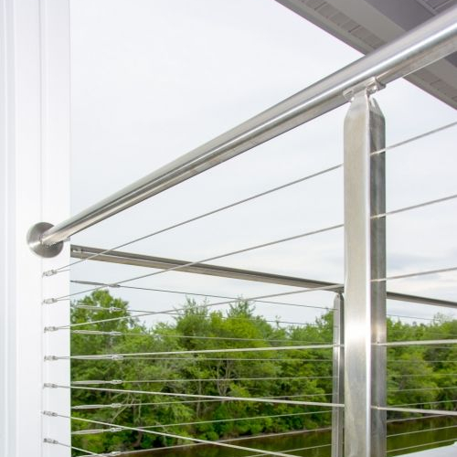Outdoor railing fencing customized stainless steel 316 brushed cable steel balustrade