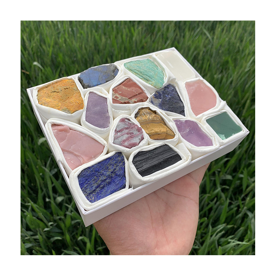 Various Of Crystals Quartz Block Natural Amethyst Rose Quartz Reiki Healing Mineral Specimens Stones Spiritual Products With Box