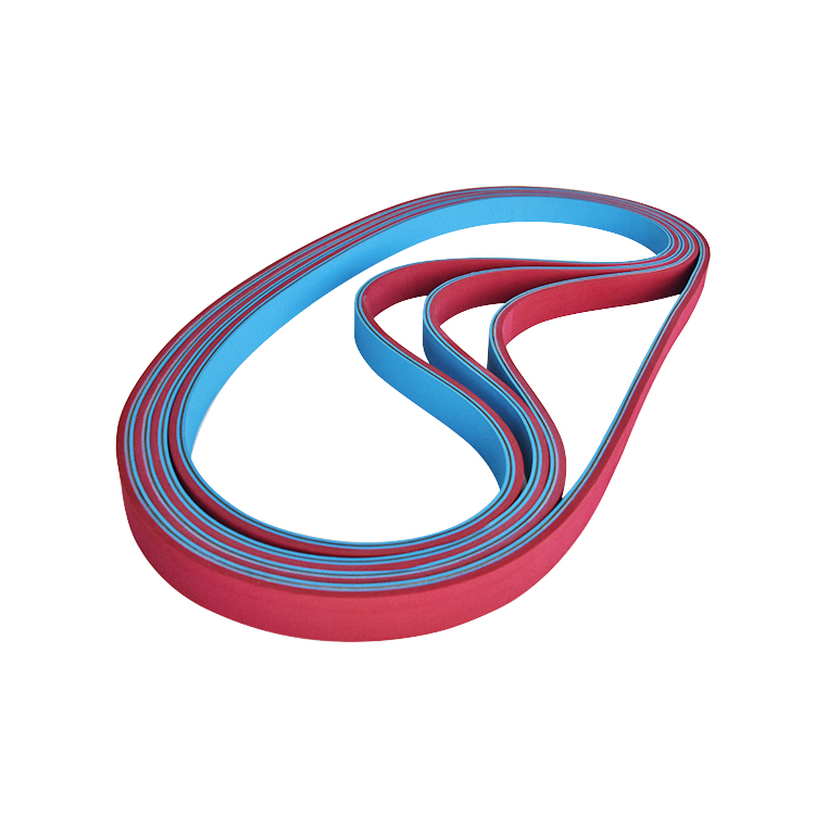 Industrial high speed driving red rubber coating double blue nylon sandwich transmission flat belt