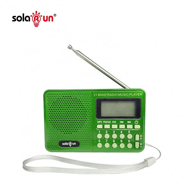 Solar Rechargeable Pocket Radio FM AM SW MP3 SD Card Slot Portable Li-ion Battery