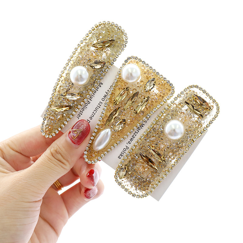 korean fashion pearl rhinestone BB hair clip luxury diamond hair pin for woman bridal hairpin snap hairclip