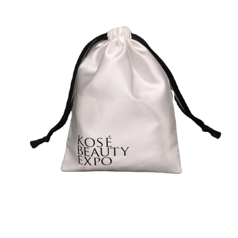 Customized Your Logo Design Printed Silk Satin Gift Drawstring Bag