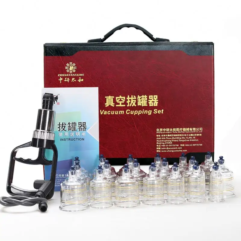Acupuncture massage medical cup Device 19 cups ventouse hijama Vacuum Cupping therapy Set chinese cupping and pumps with box