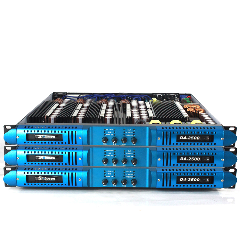 Sinbosen 2 Ом устойчивый Профессиональный 1u 4 канала Усилитель мощности 2300w цифровой усилитель