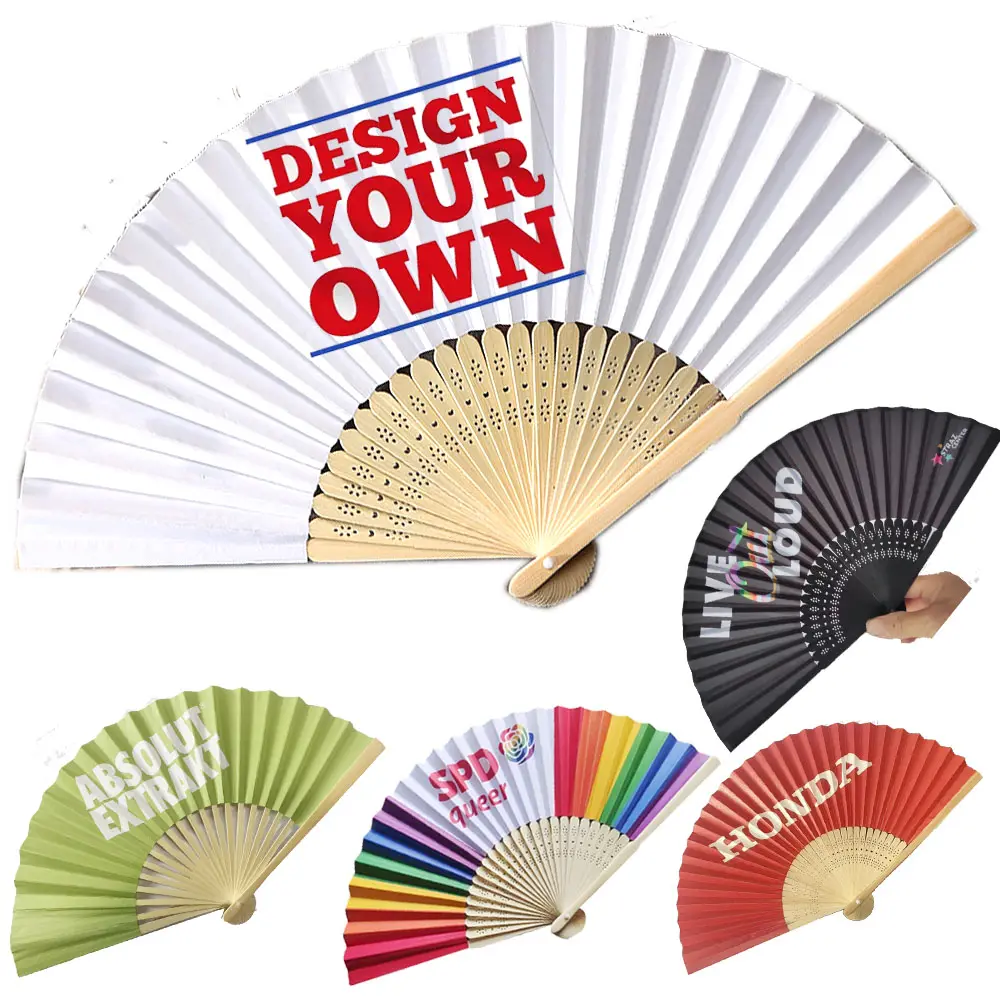 [I Am Your Fans]Hot Sale Customized Favors Personalized Wedding Party Gift Paper Fabric Folding Hand Fan