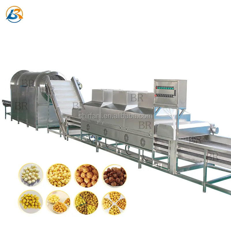 Automatic Electric American Caramel Popcorn Production Line Industrial Popcorn Making Machine