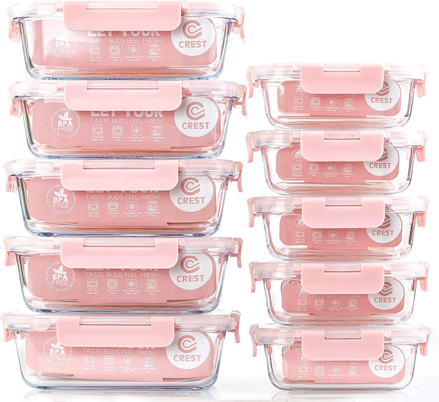 10-Piece Set Kitchen Tableware Student Home Airtight Wholesale Food Glass Storage Container Glass Bowl Set Lunch Box