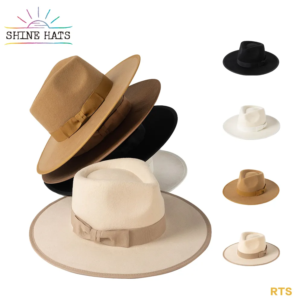 Shinehats Winter OEM Colorful Dye Fedora Hats Women Rancher Teardrop Wide Brim Branded Wholesale 100% Australia Wool Felt Hats