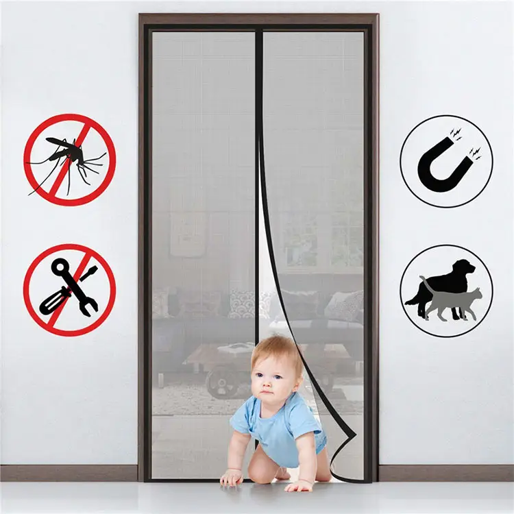 European style anti insect mosquito net magnetic door screen reinforced magnetic mosquito net curtain door