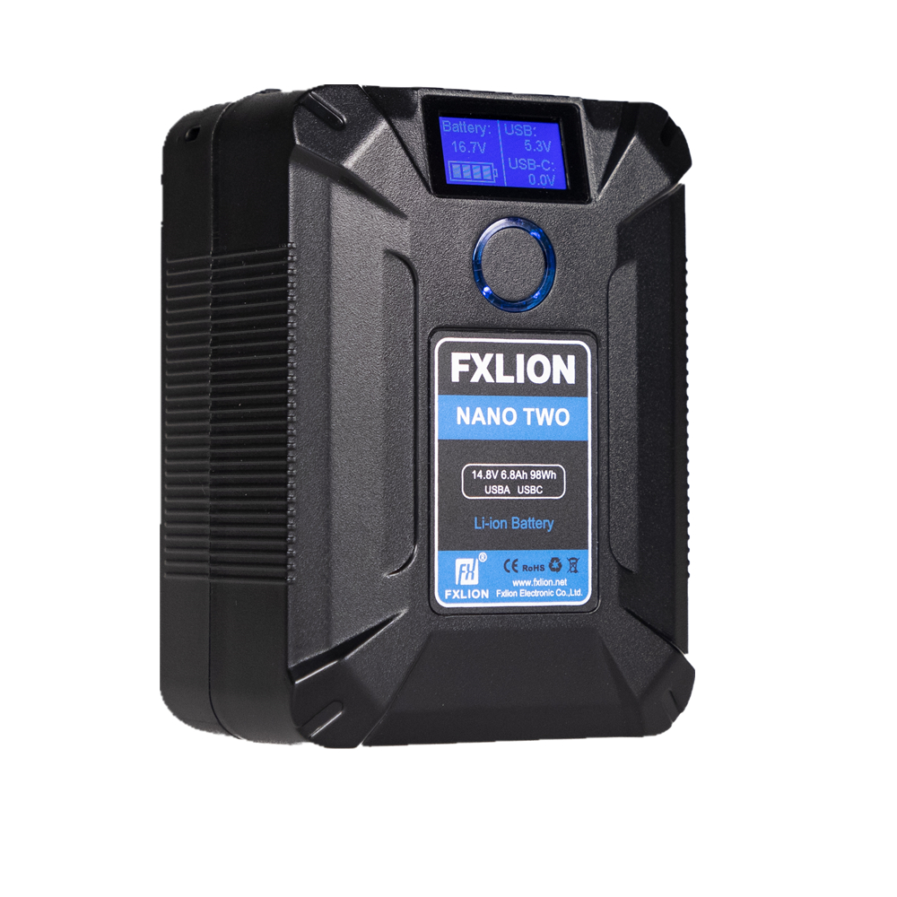 SONGING FXLION Nano Two 98WH Tiny V-Mount/V-Lock Battery with Type-C, D-tap, USB A, Micro USB for Cameras, Camcorders,Large LED