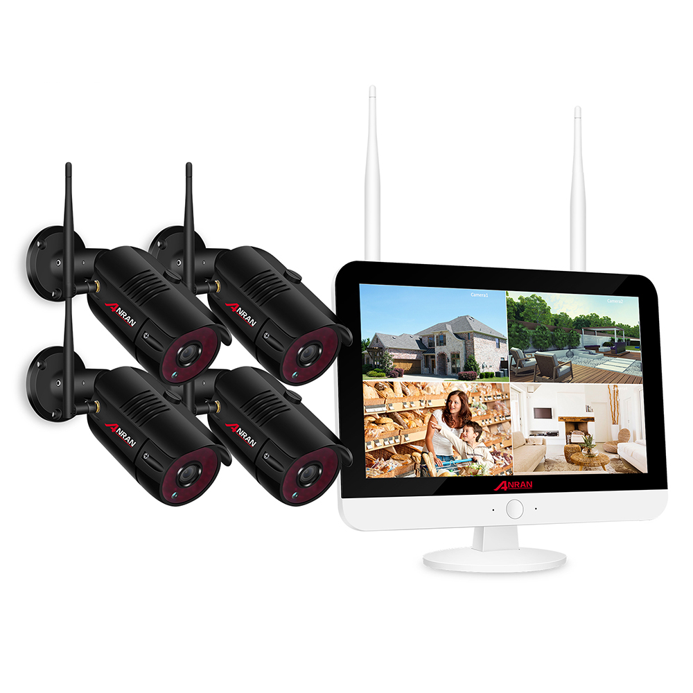 ANRAN водонепроницаемый 4-канальный wifi 1080P nvr kit 4ch onvif 2mp hd Беспроводная камера высокого разрешения P2P домашний аудио системы видеонаблюдения