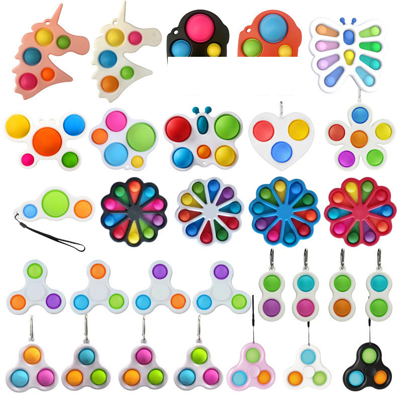 Simple Dimple Fidget Buttons Keychain Toy Popping bubble Fidget Toy Bubble Push it Popping Silicone Sensory Fidget Toy