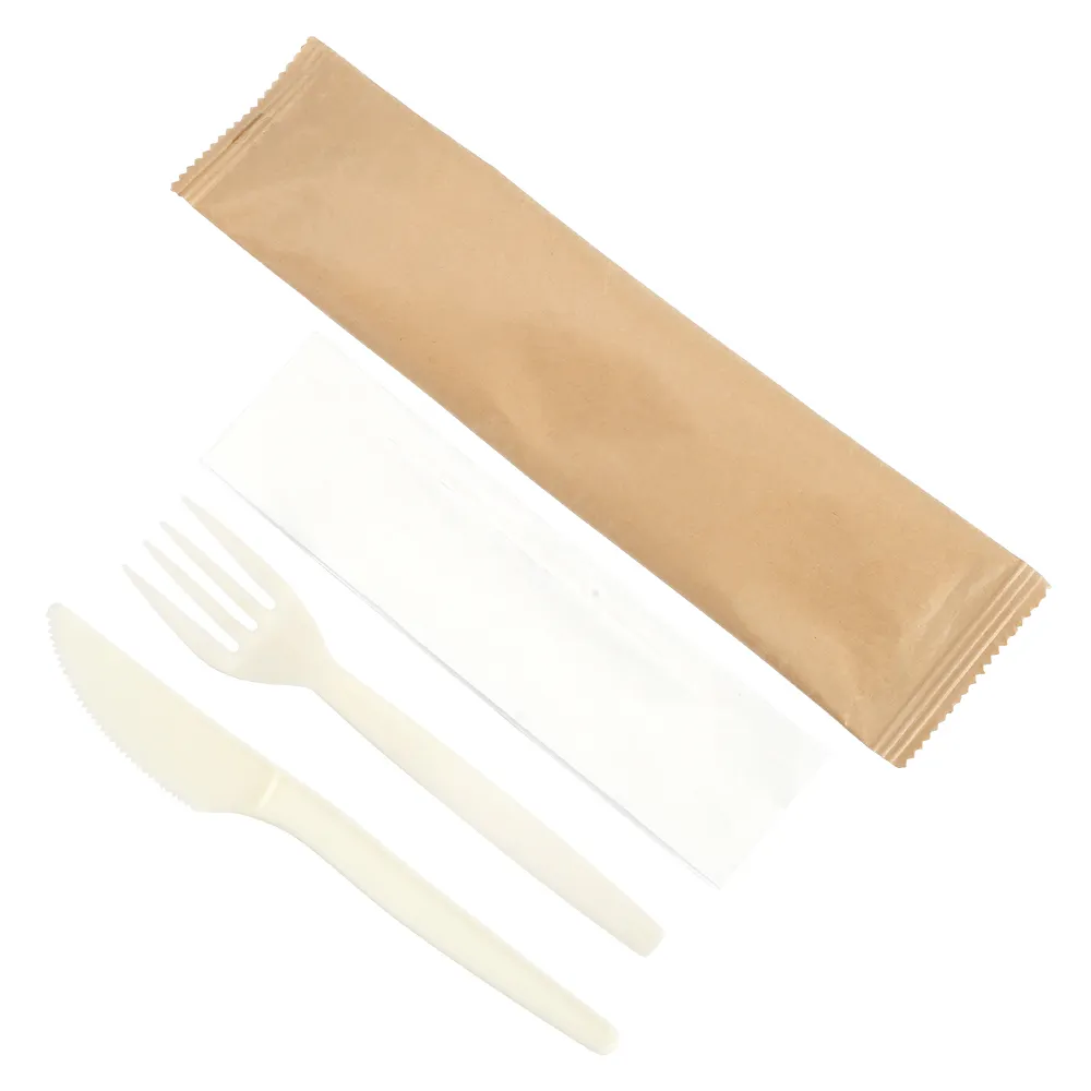 Eco Friendly Cornstarch Plastic Cutlery Set Disposable Spoon and Fork Set Biodegradable Cutlery