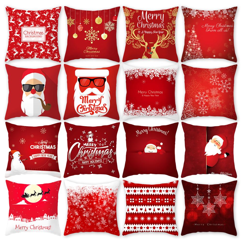 18x18 Christmas Throw Pillow Covers Fall Decorative Couch Pillow Cases Cotton Linen Autumn Pillow Square Cushion Cover for Sofa