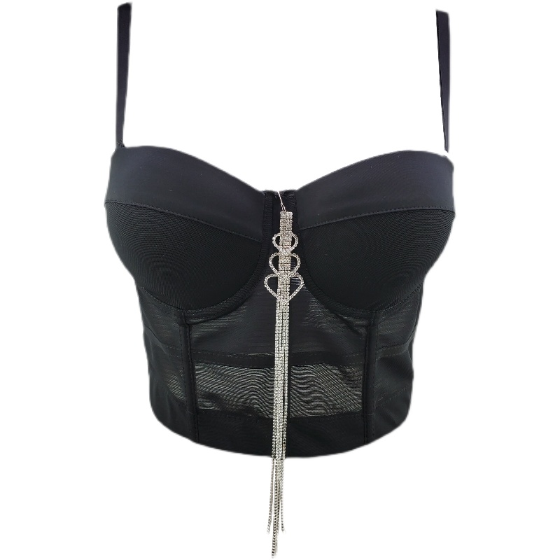 T713 New Fashion Solid Color Sweet Push Up Bralet Women's Sexy Sparkle Elegant Bustier Corset Cropped Tube Tops