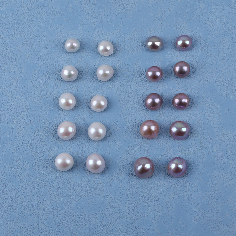 12-17mm White/Pink Purple different size Natural Baroque Oval Seashell Mabe Loose Pearl Beads in pair For Jewelry Making