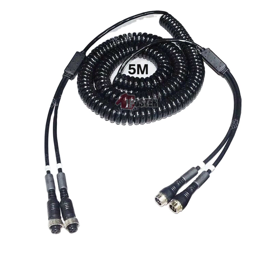 Factory supply iPoster Spring Extention Cable Waterproof for Truck Trailer Reversing Camera 5M 4PIN 2ch cable