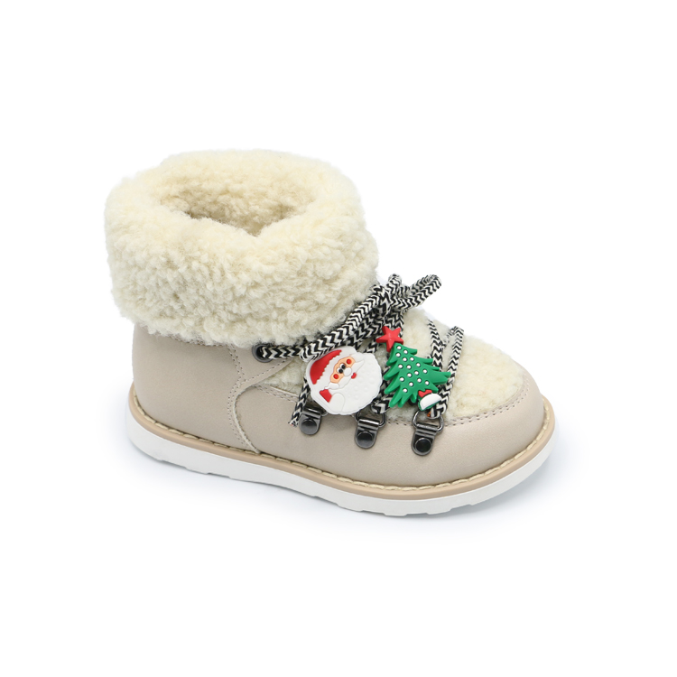 custom Winter Children's Shoes Baby Walking Shoes Plush Soft Sole Christmas Gift girl and boy Shoes With Santa Claus