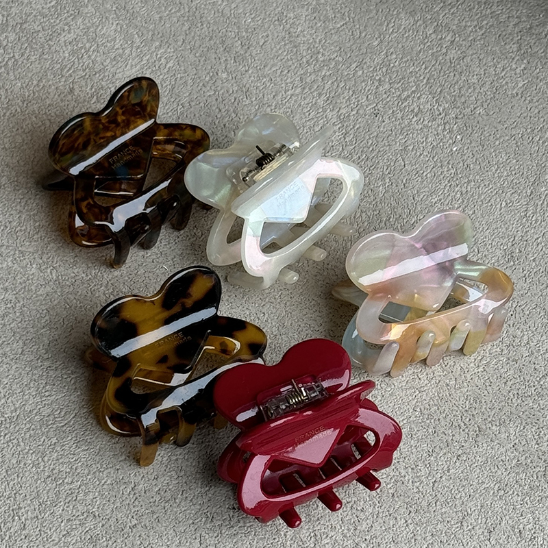 Kinling OEM Design Korean Customized Mini Size Heart Cellulose Acetate Heart Hair Claws