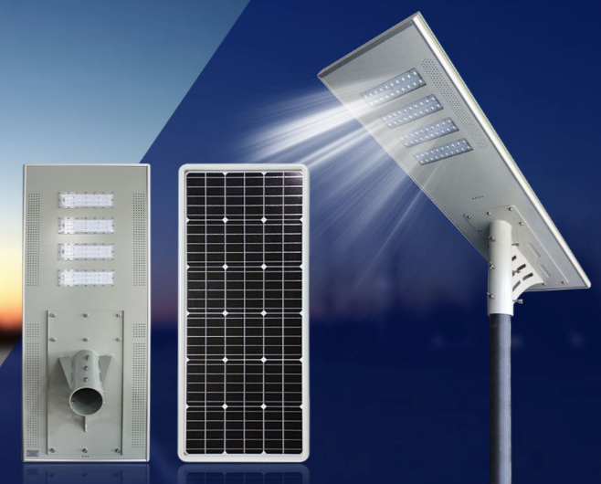 Aluminum material outdoor ip65 80w integrated solar street light 100w 18V solar panel all in one solar led street light