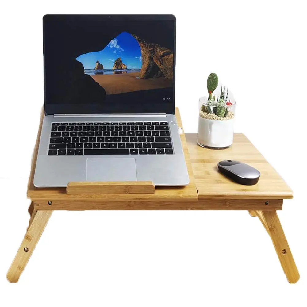 Fashionable Bamboo Adjustable Mini Laptop Stand Bed Foldable Laptop Desk Rack Book Reading Tray Bamboo Bed table