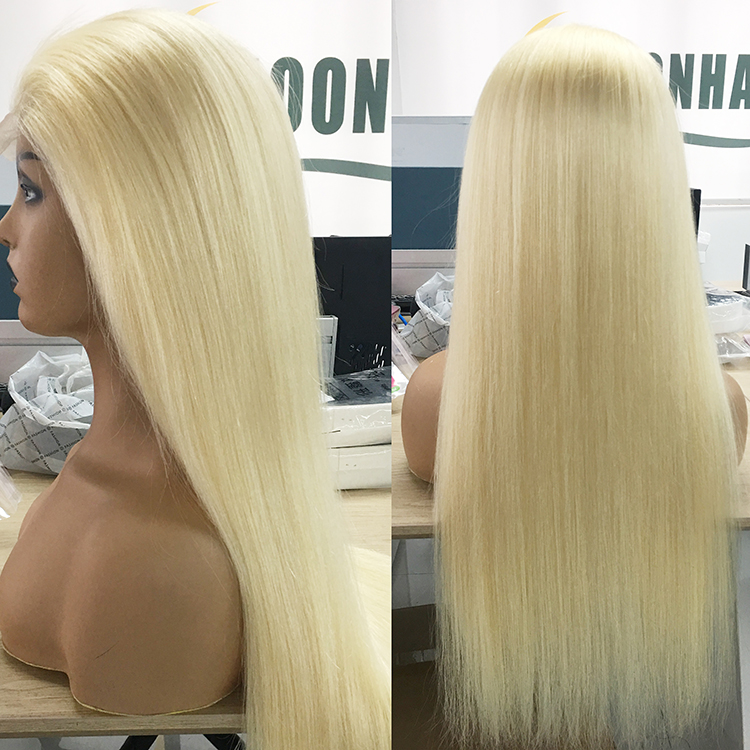 No tangle no shedding 180 density 30in wavy straight 100% unprocessed raw remy hd lace frontal wig blonde