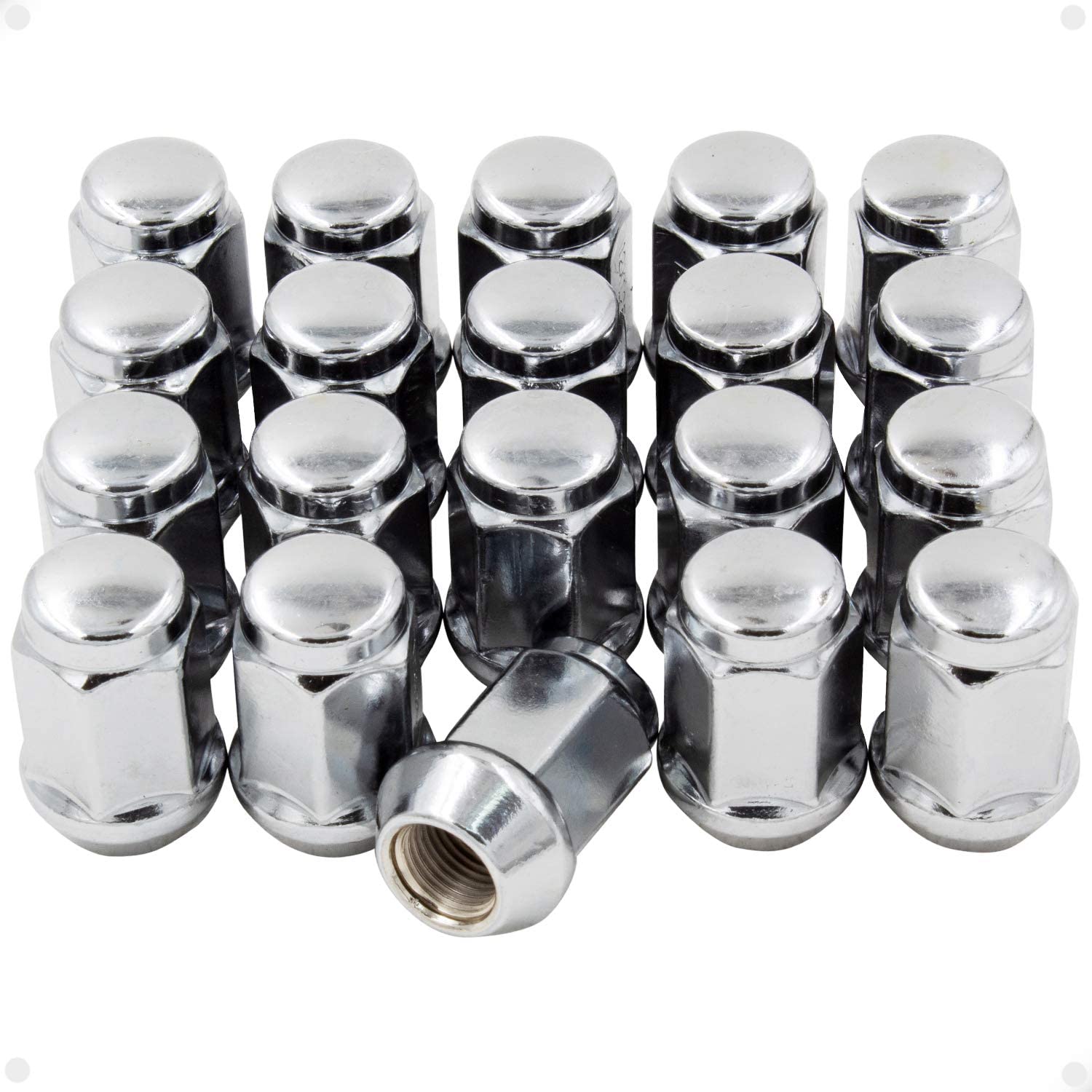 Wheel Parts 1/2 Lug Nuts Closed End Bulge Acorn Lug Nut Style 1.38" Long Cone Seat 19mm 3/4" Hex Wheel Lug Nut Chrome 1/2 UNF