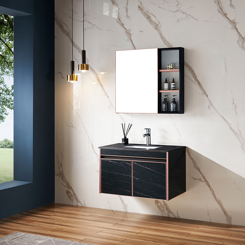 China Factory Supply Modern Design 31 inch Single Basin Mirror Bathroom Sink Cabinet