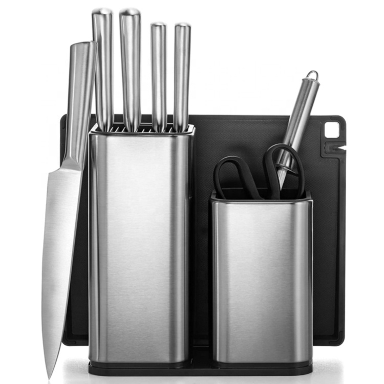 Stainless Steel Knife Holder для Home Kitchen, Knife Stand с Cutting Board, Kitchen Unit