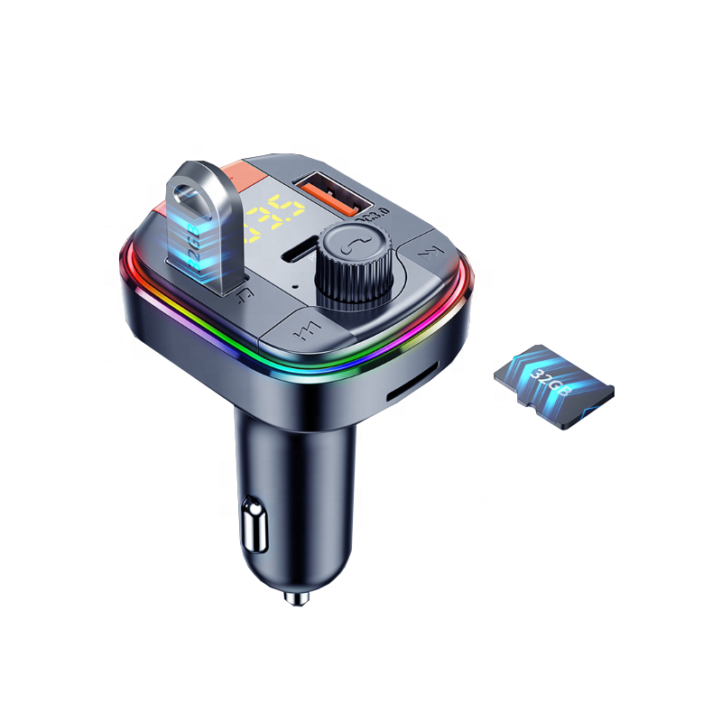New auto mp3 FM transmitter with colorful atmosphere breathing light QC3.0 fast charging PD version