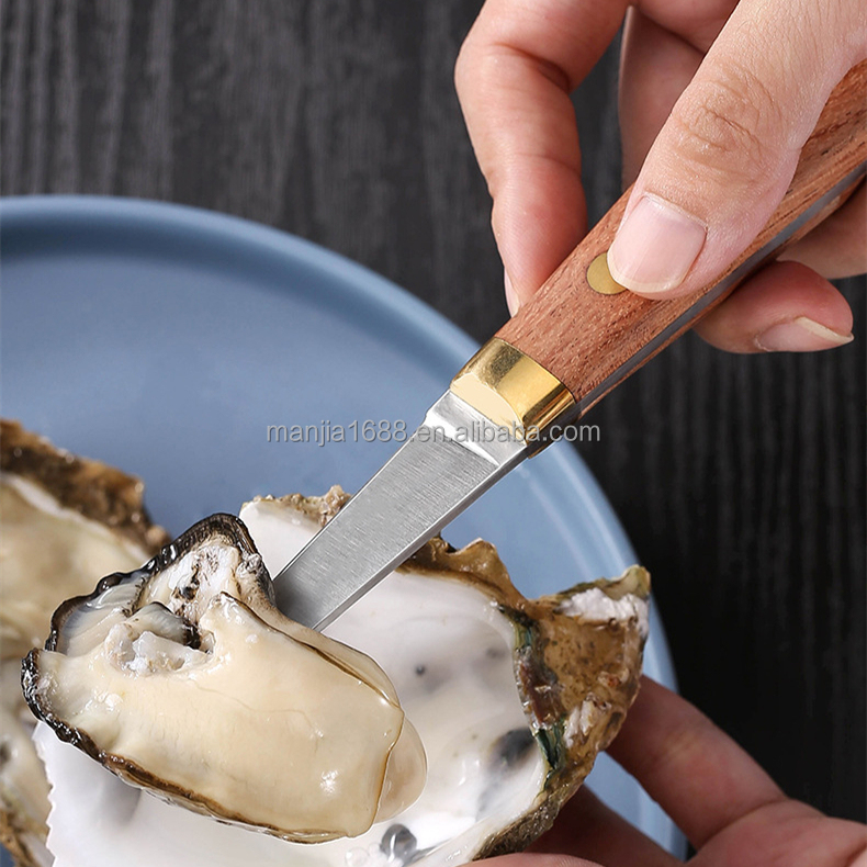 Manjia высококачественные инструменты для морепродуктов из нержавеющей стали Открыватель с деревянной ручкой для креветок Лобстер oyste Shucking нож