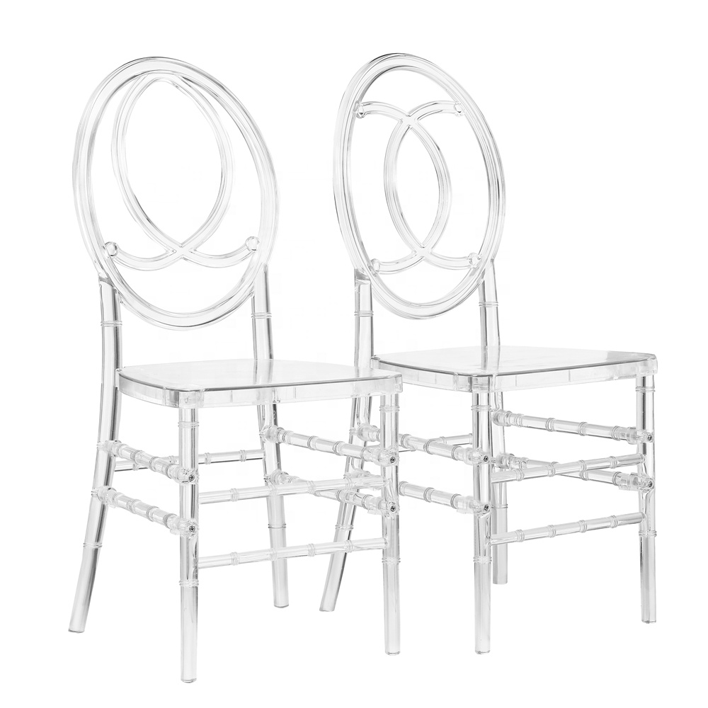 wholesale cheap wedding and event acrylic chair clear transparent round back crystal chair rentals resin phoenix chair