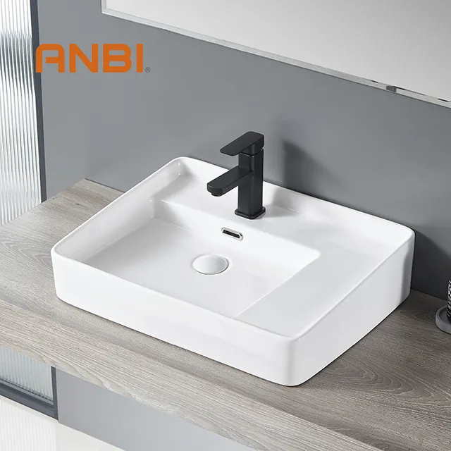 ANBI Hand Wash Countertop Unique Art Sinks Square Bathroom Wash Basin