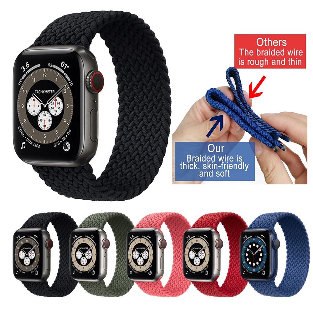 Айвенго Плетеный соло петля для наручных часов Apple Watch 38/40 мм/42 44 мм нейлон эластичный пояс браслет для наручных часов iWatch серии 3 4 5 SE 6 ремень